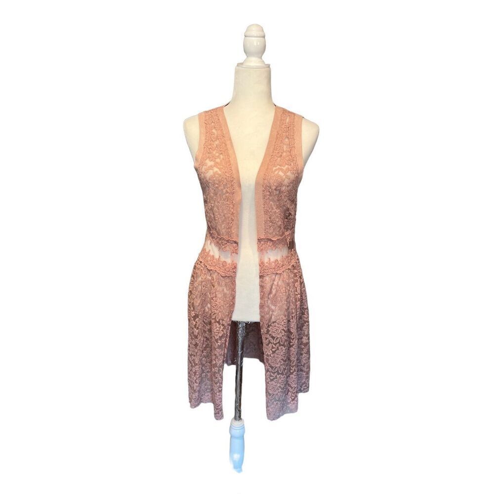 Vocal mauve long lace open  layer top - S